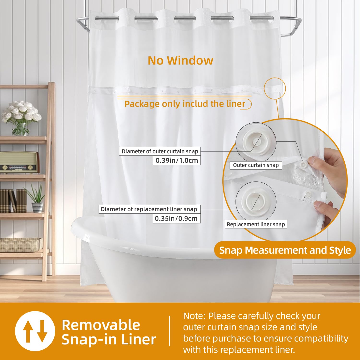 Eachope 70x54 liner fits standard showers for simple setup.