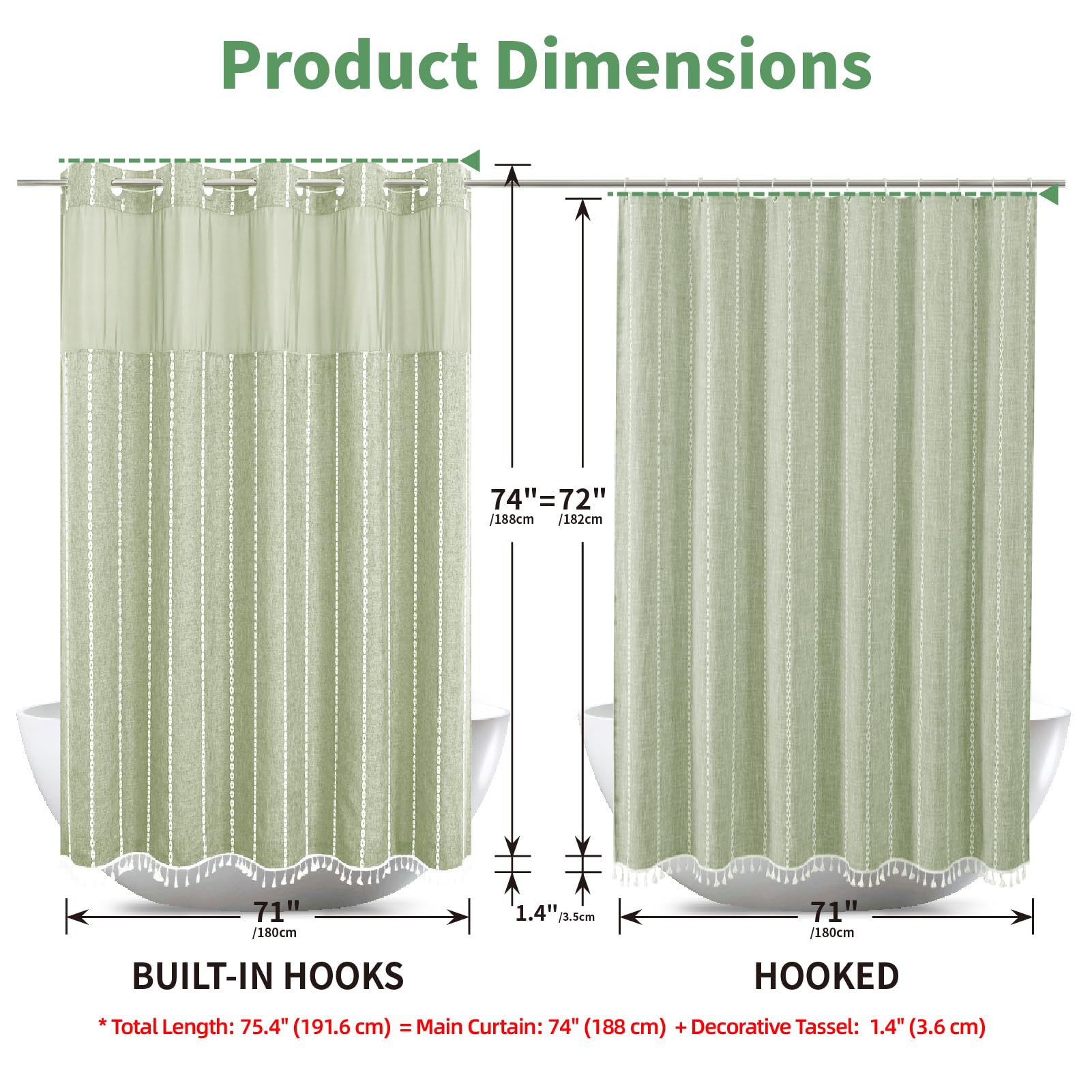 Eachope sage green farmhouse curtain in a bathroom setting for cohesive decor