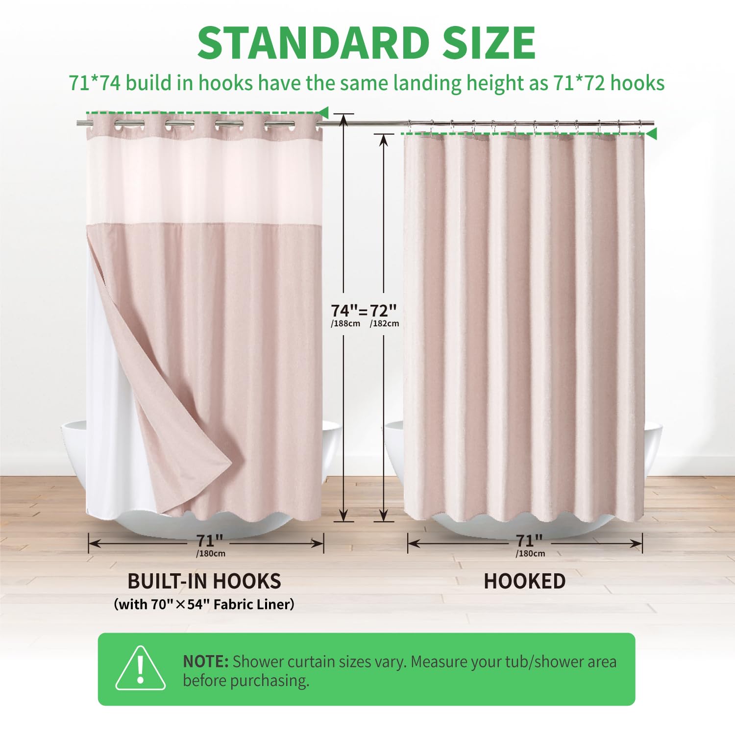 Eachope blush pink linen-style fabric adds subtle luxury to bathrooms.