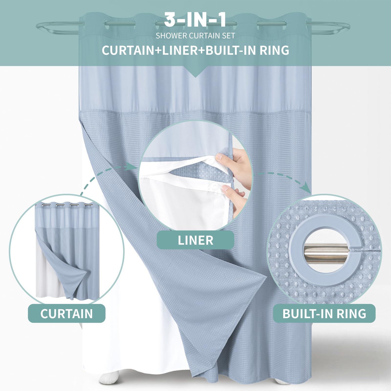 Eachope FrostBlue snap-on liner detaches for easy cleaning and replacement