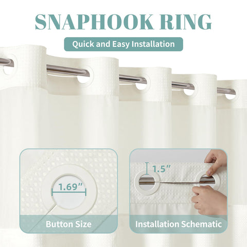 Eachope Hotel Quality curtain with mesh top balances light and privacy in the shower.