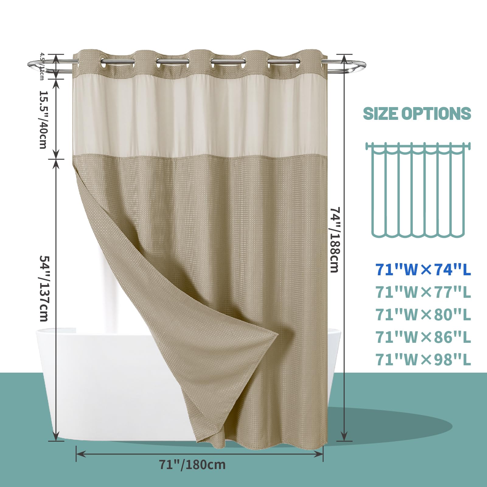 Eachope Khaki ringless hanging demonstrates easy, hook-free installation