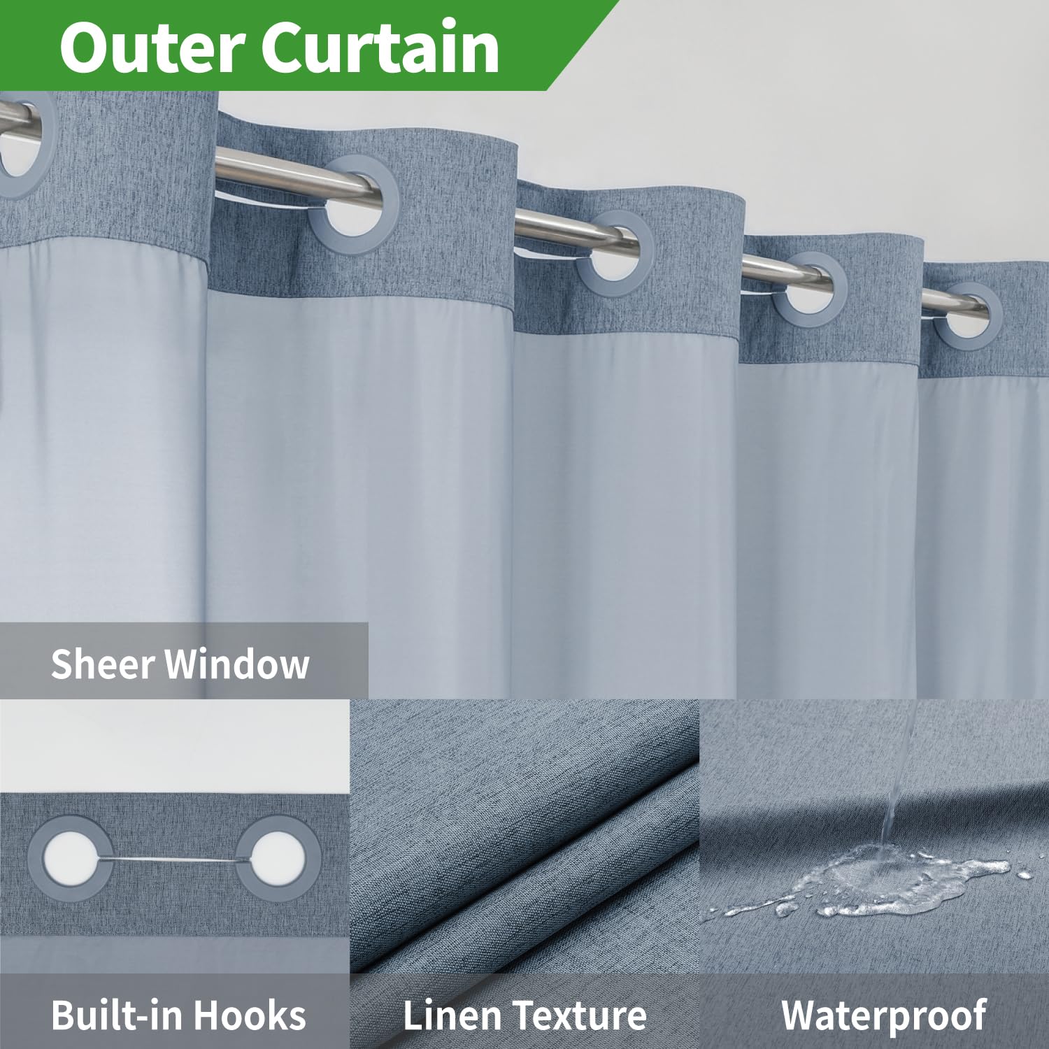 Eachope mesh-top window design lets light in while preserving privacy in the shower.