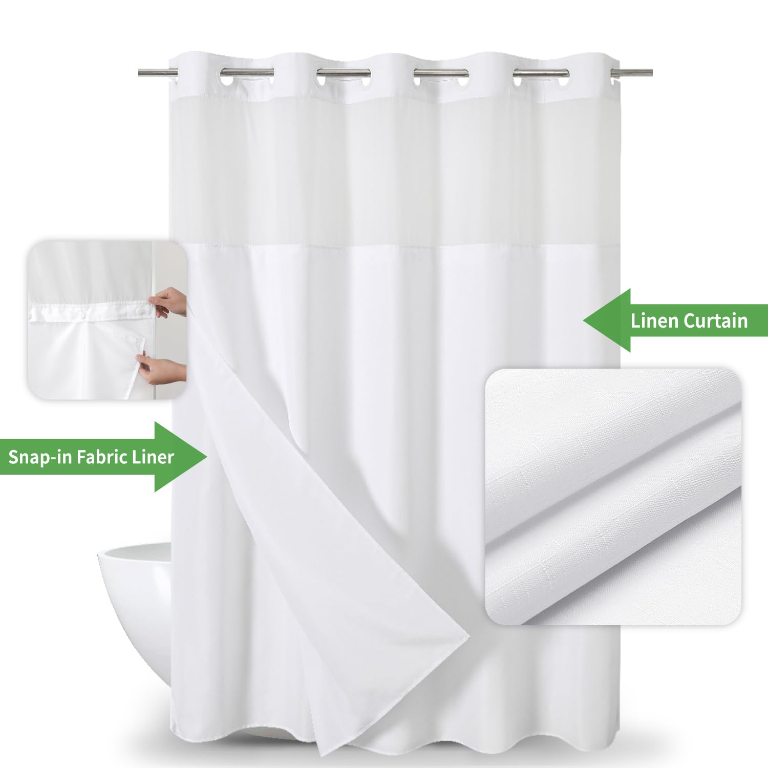 Eachope ringless design enables easy hanging without hooks