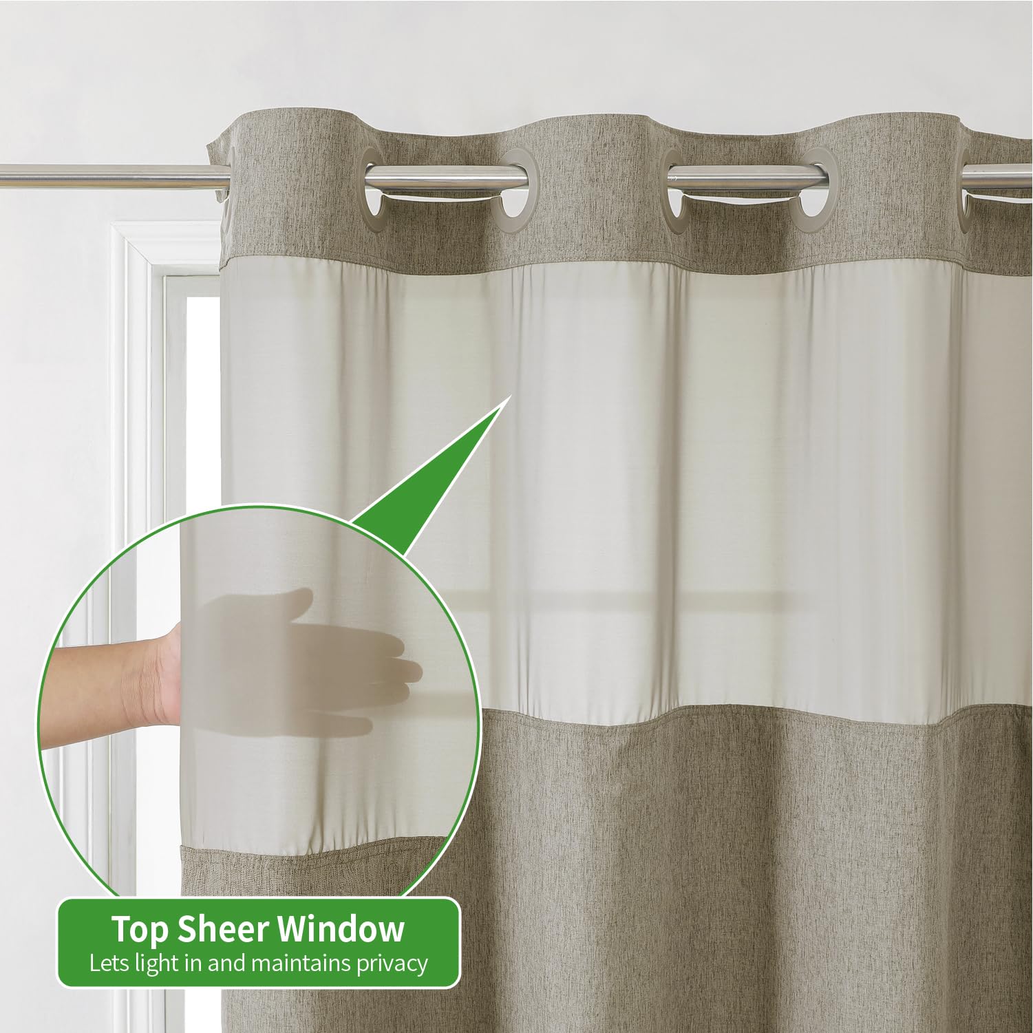 Eachope ringless design hangs quickly without hooks for bathroom convenience.