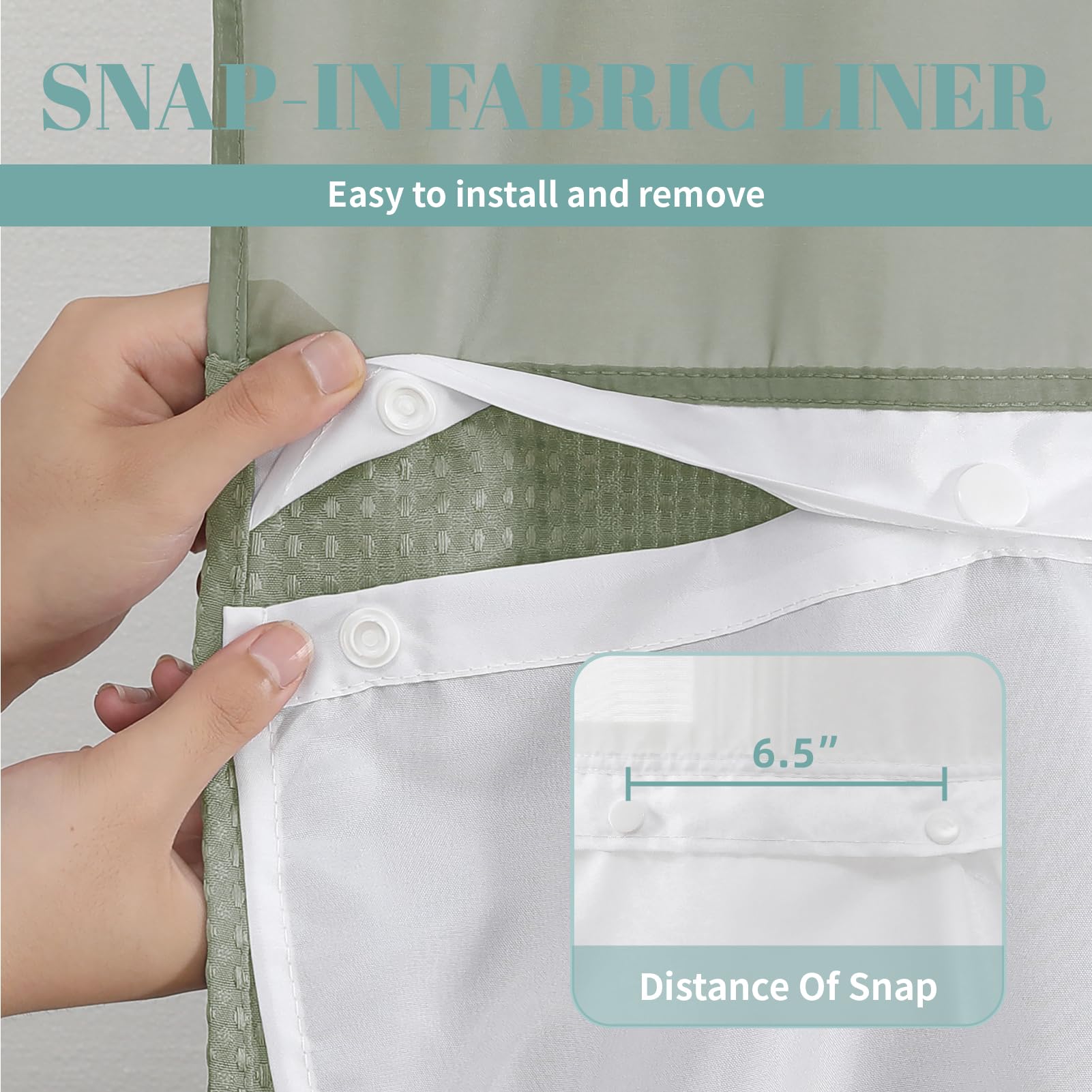 Eachope SageGreen 71x74 inches curtain fits standard showers