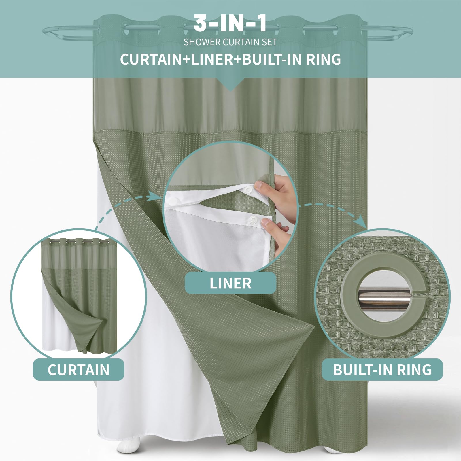 Eachope SageGreen snap-on liner detachable for quick cleaning