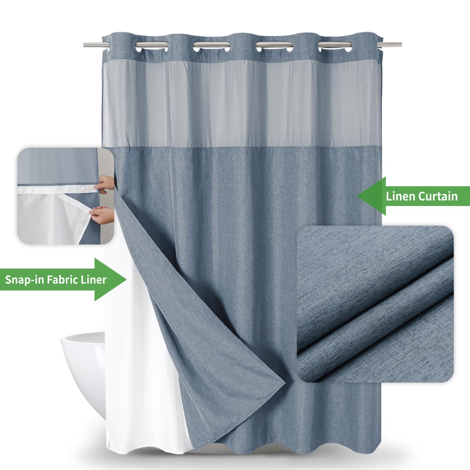 Eachope snap-on liner with magnets provides secure, hassle-free cleaning and replacement.
