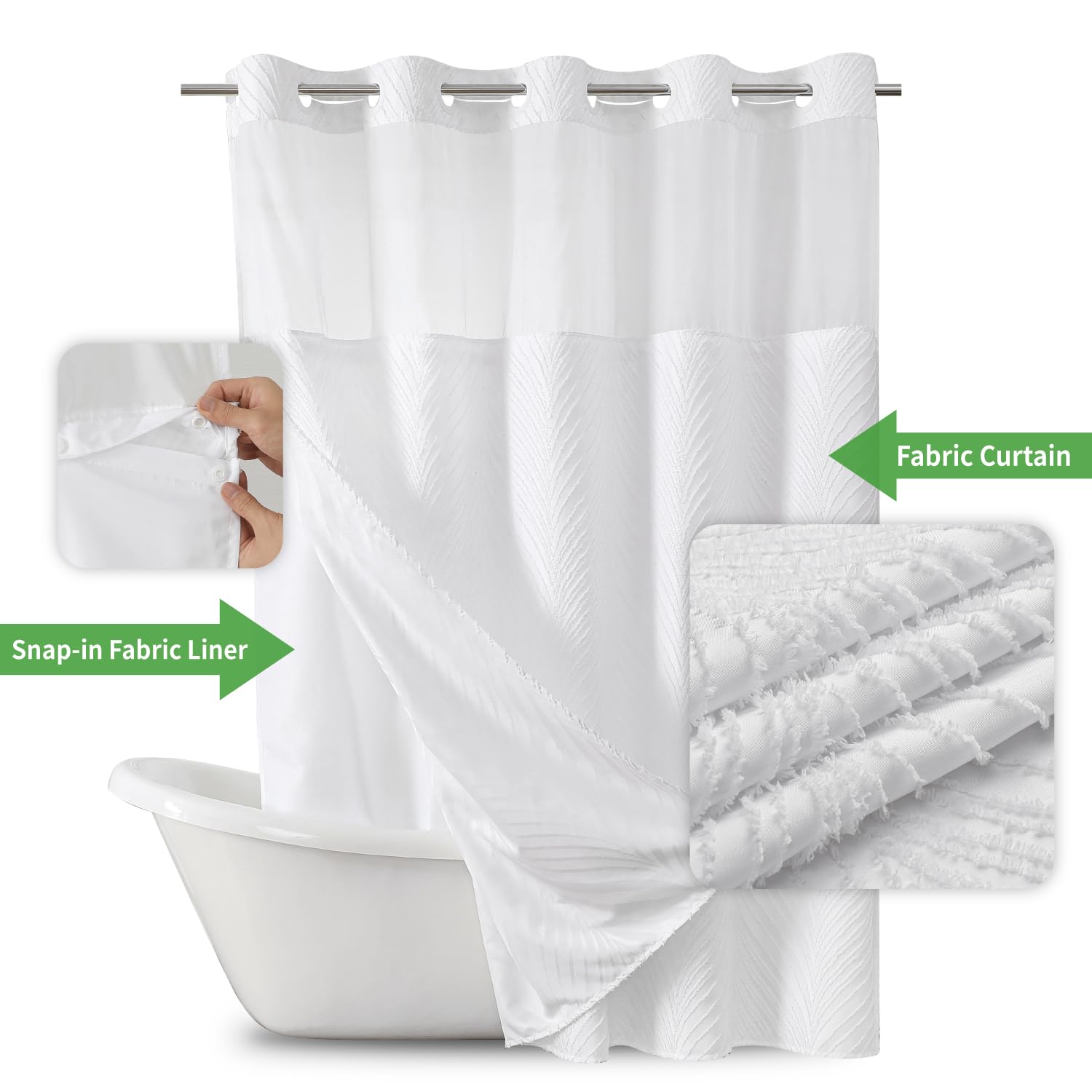 Eachope snap-on liner with magnets stays secure for easy cleaning.
