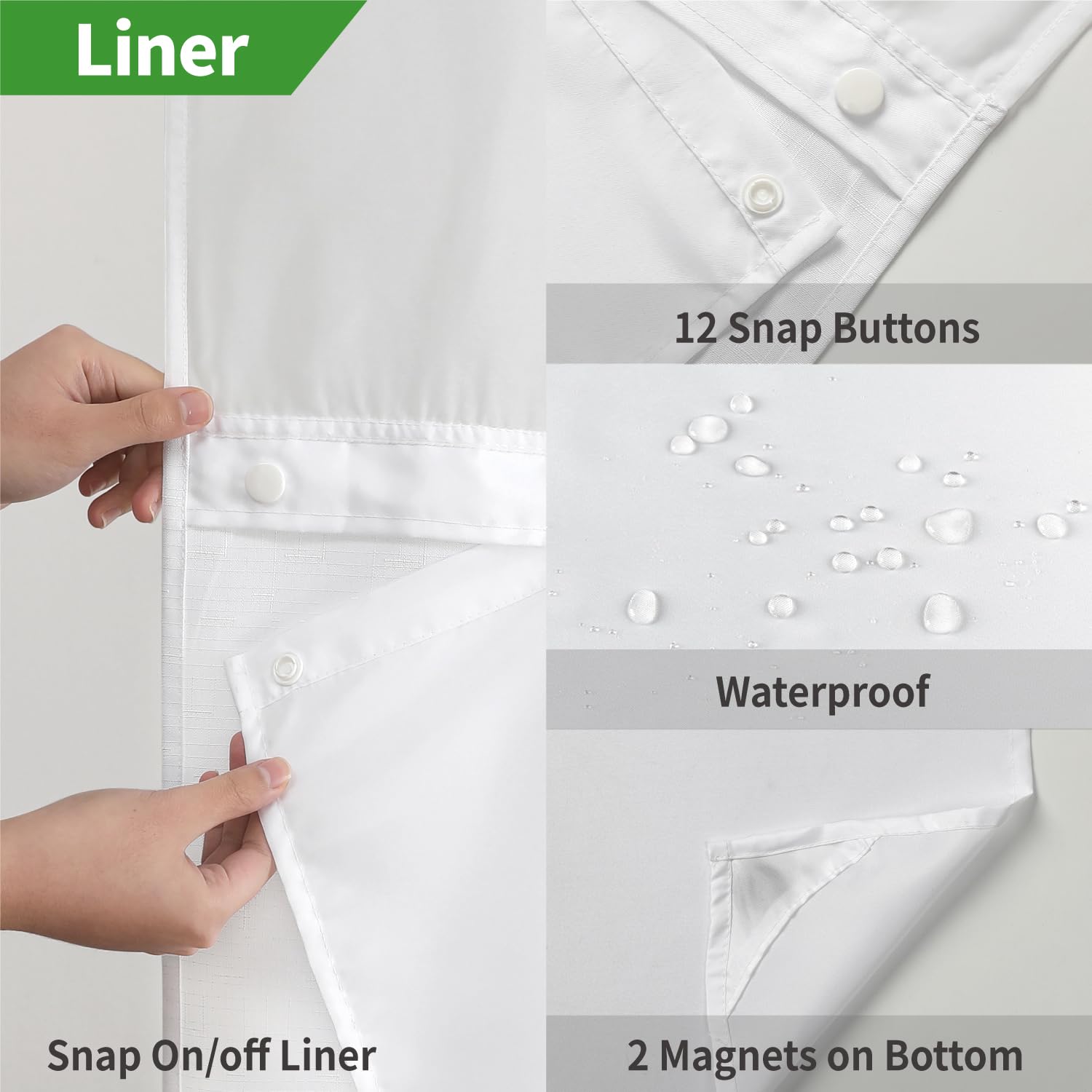 Eachope standard 71x74 curtain fits most baths with liner
