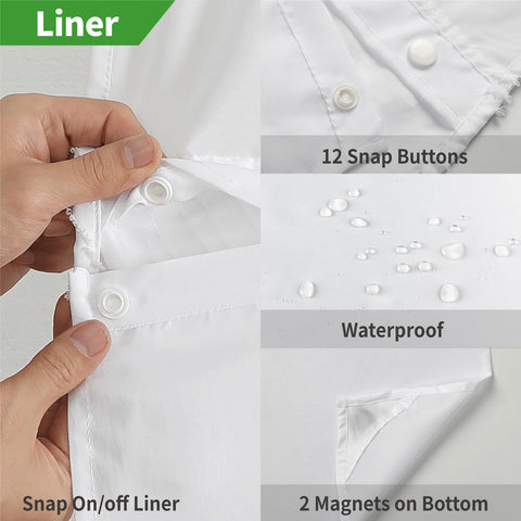 Eachope standard-size curtain fits most showers at 71x74 inches.