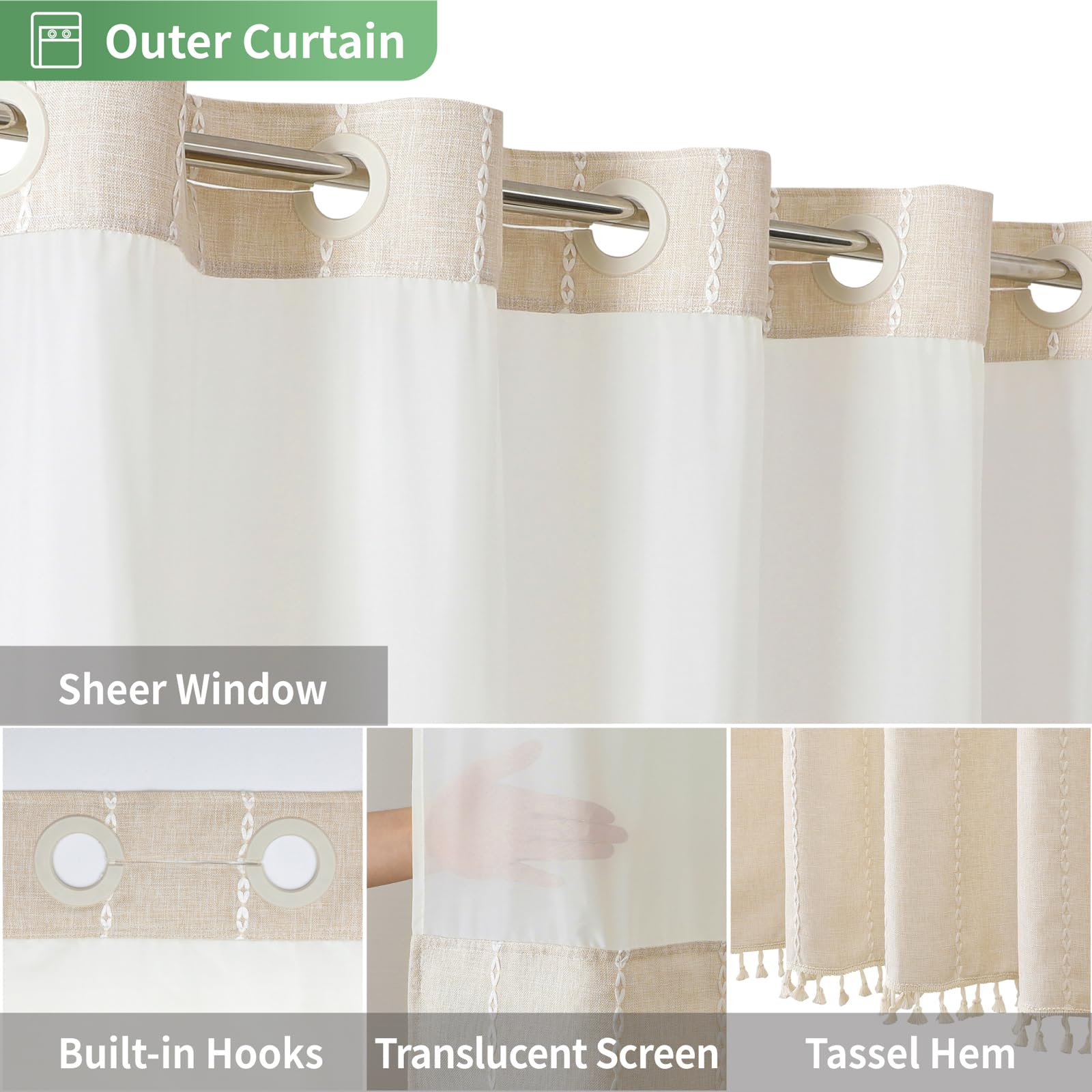 Eachope see-through top window provides light while preserving privacy