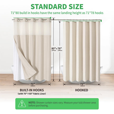 Eachope waterproof and washable fabric curtain suits everyday bathroom use.