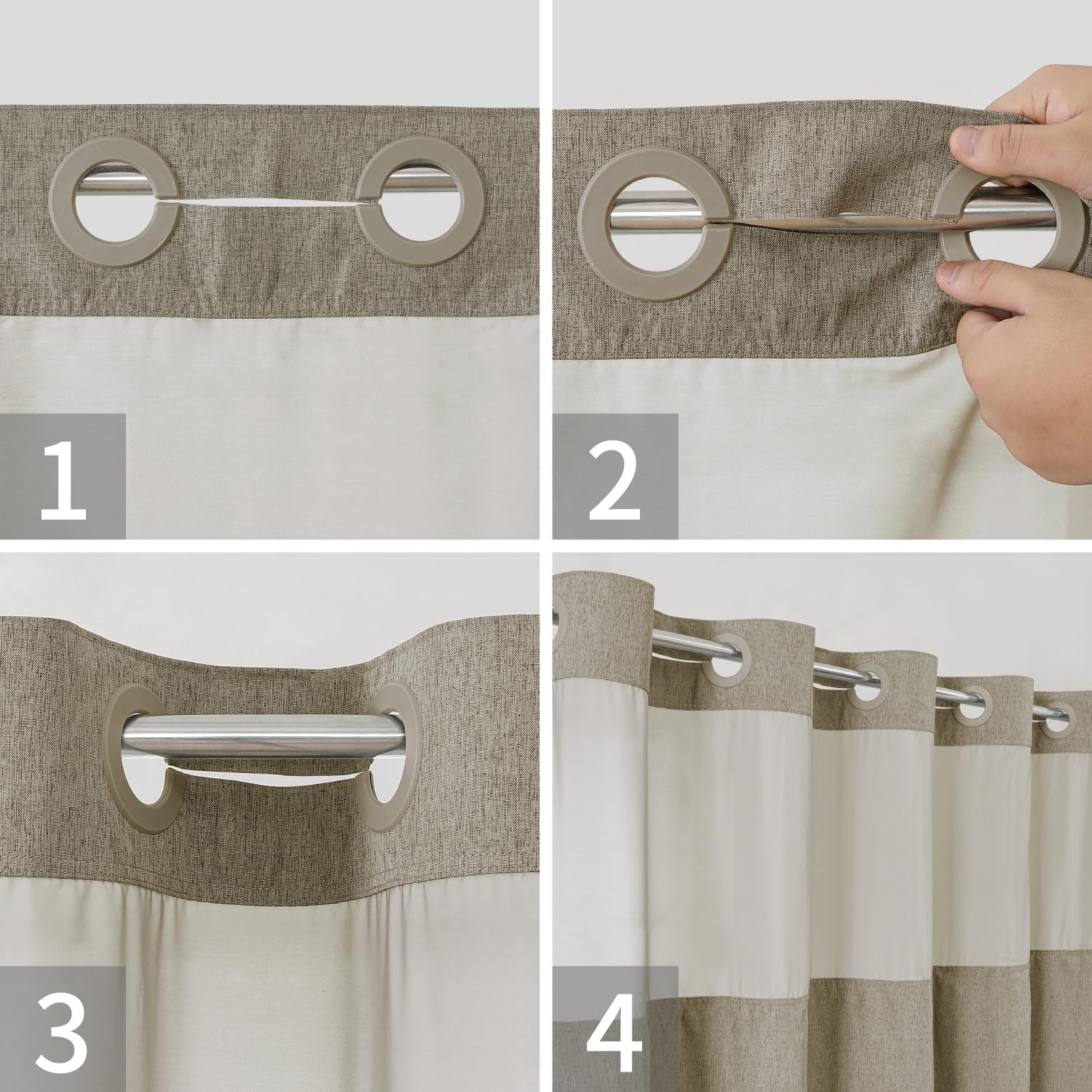 Eachope waterproof and washable curtain supports damp bathroom environments.