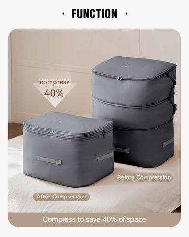 Eachy blanket storage bag provides dust and moisture protection for seasonal bedding