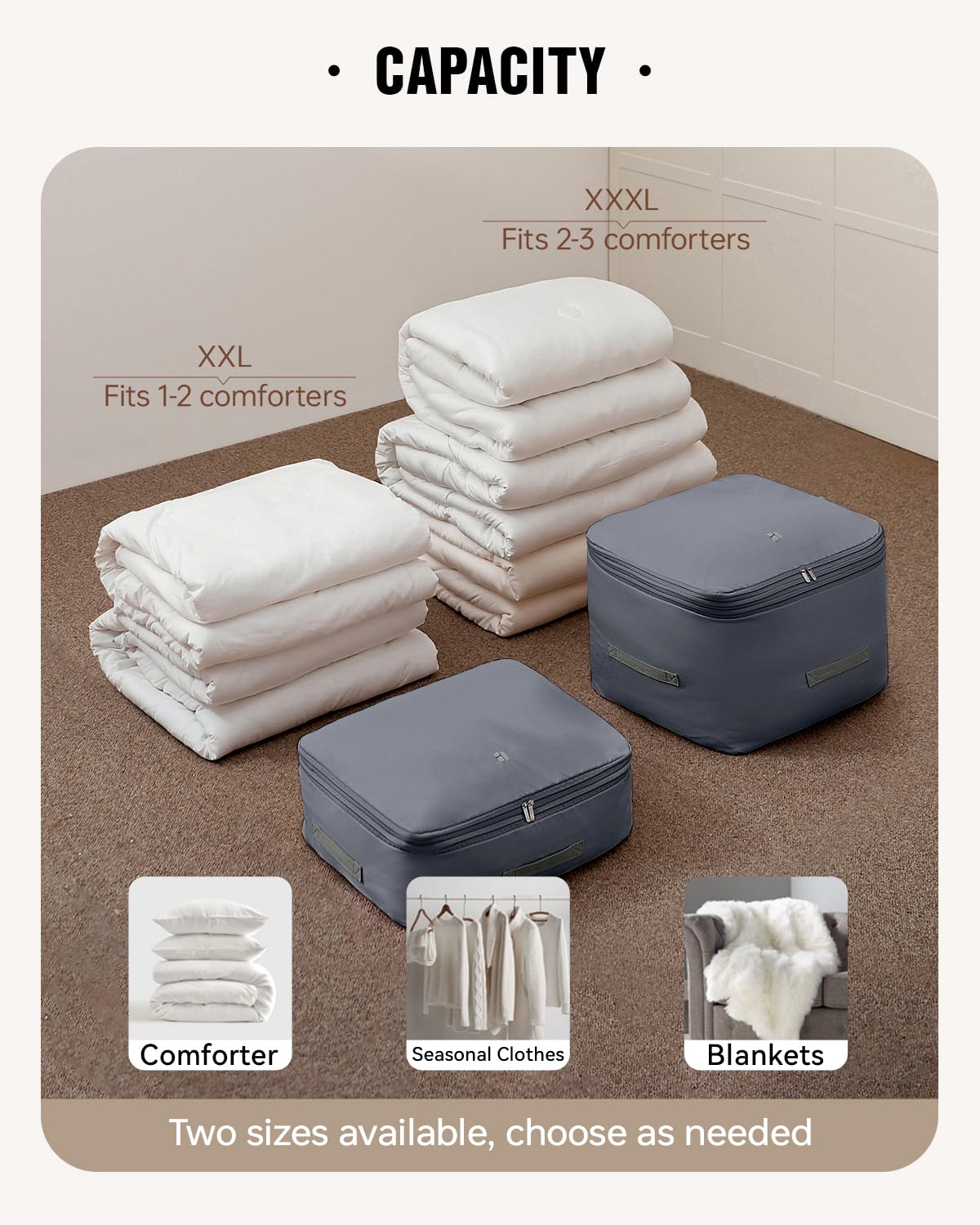 Eachy XXL bedding bag stores multiple items while saving space