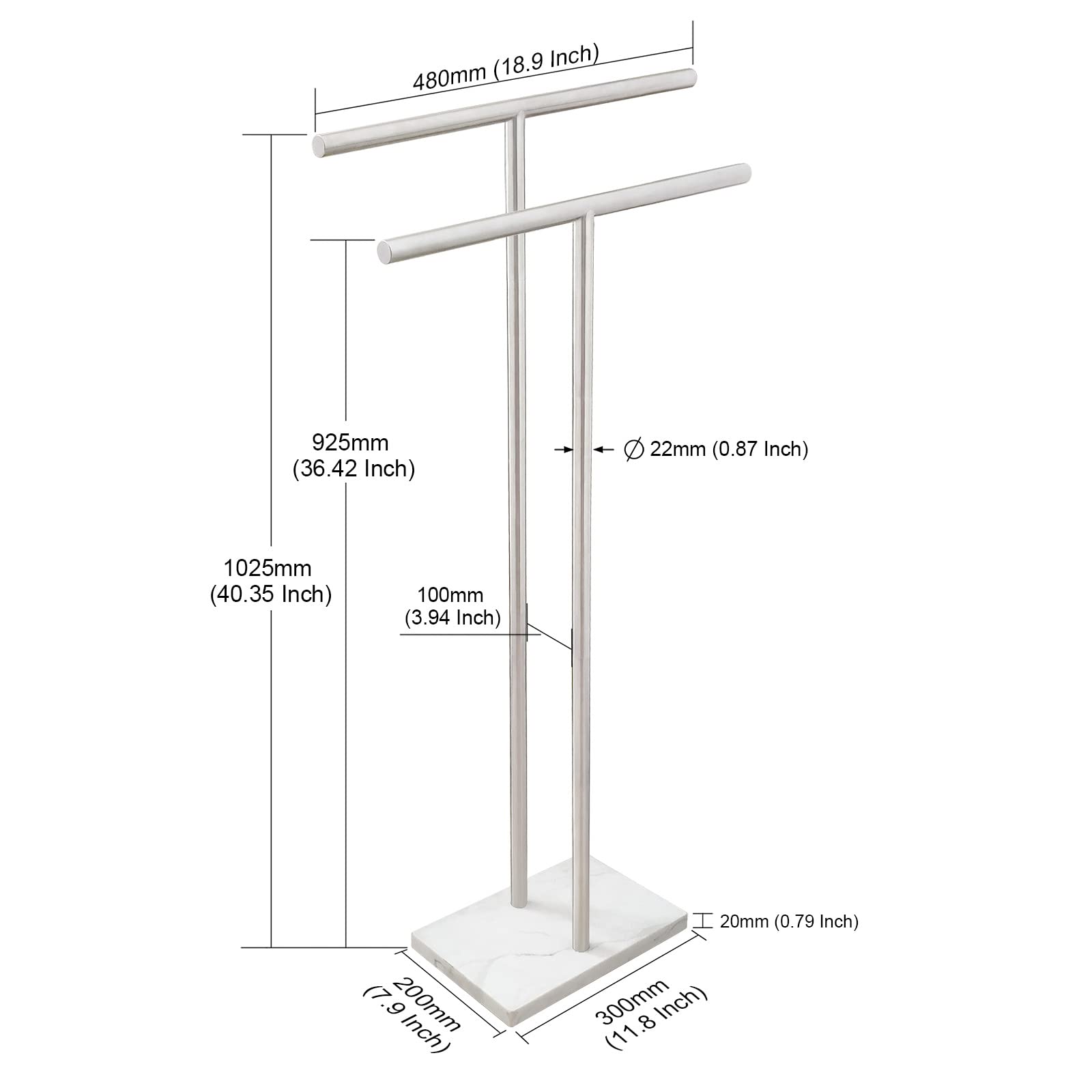 EADOT two-tier arms hold bath towels neatly and off the floor.