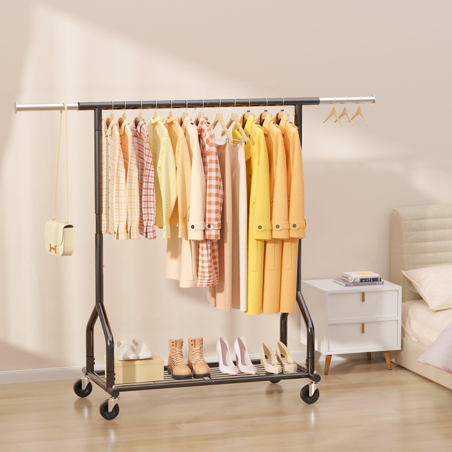 EAGMAK 424 LBS capacity supports coats, dresses, shoes, and seasonal gear.