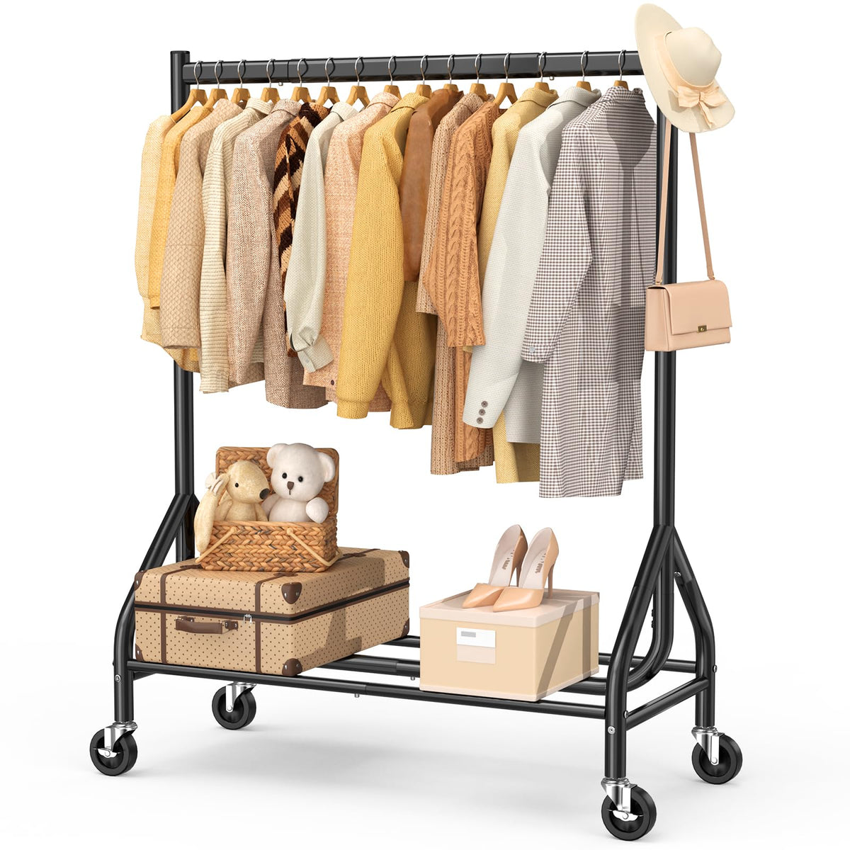 EAGMAK heavy-duty clothes rack assembly stage shows quick setup for spaces