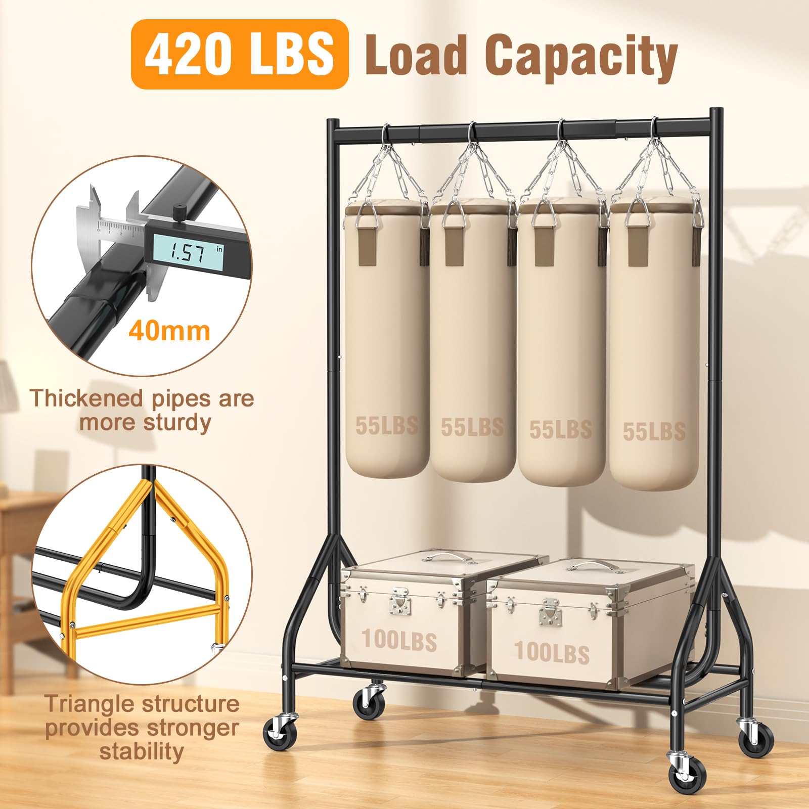 EAGMAK rolling wheels with brakes enable smooth movement and stable placement