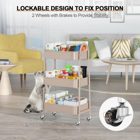 EAGMAK beige cart with ergonomic handle for easy pushing and pulling
