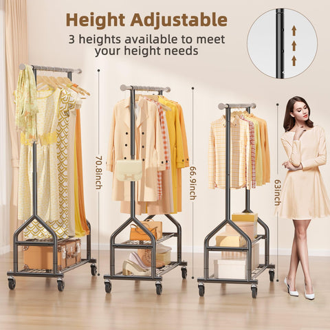 EAGMAK heavy-duty rack dual shelves provide organized space for shoes, bins, or luggage.