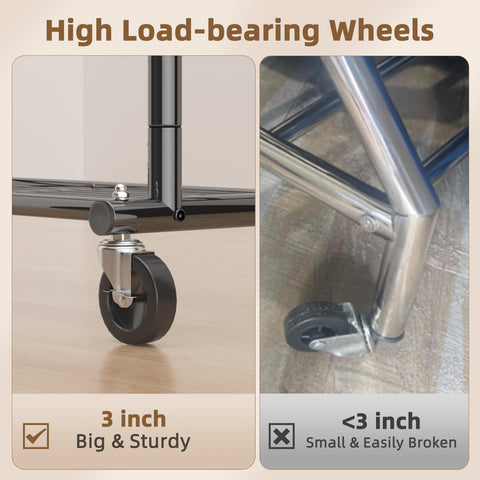 EAGMAK heavy-duty wheels roll smoothly with locking brakes for stability.