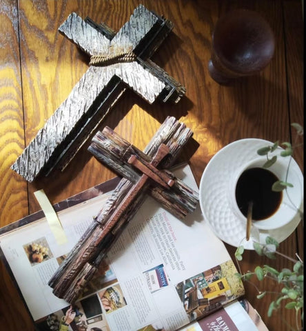 Eagrafts decorative wall cross displayed on a mantel for cozy, inspirational ambiance.