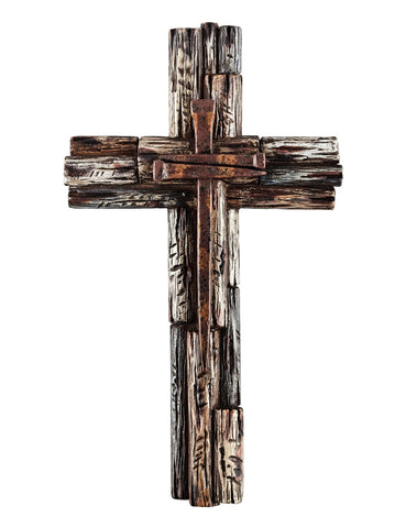 Eagrafts rustic cross with wood-like resin finish adds timeless charm to any room.