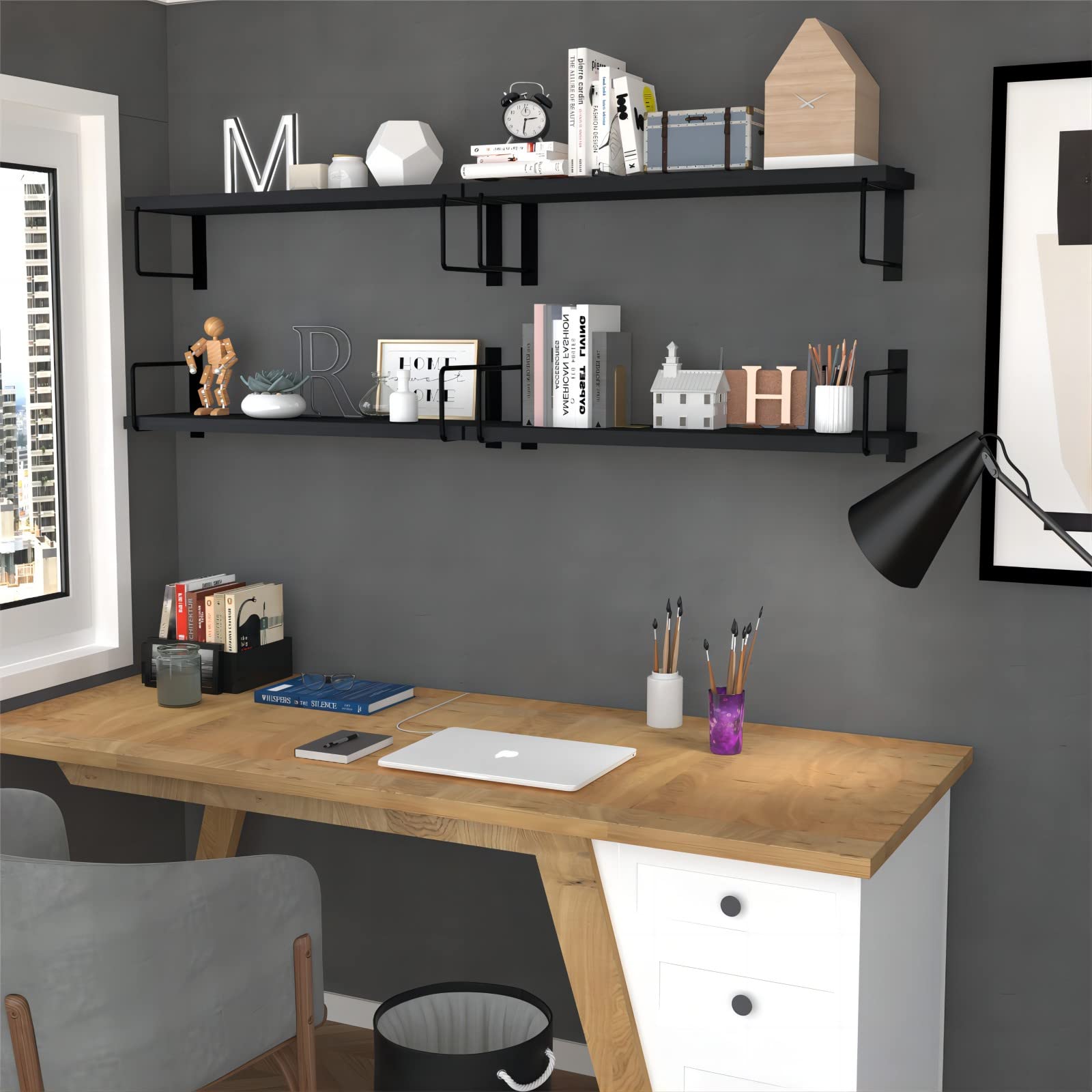 EALLRINEC black brackets included to secure shelves