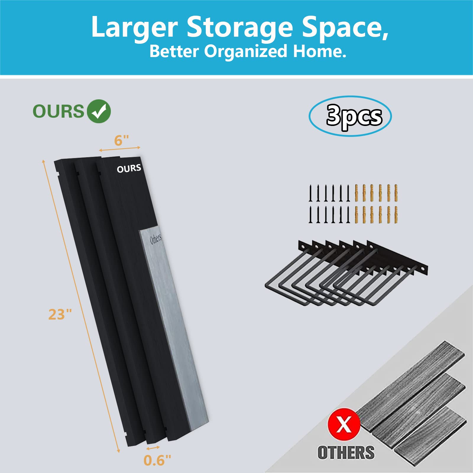 EALLRINEC easy installation wood shelves with included hardware.