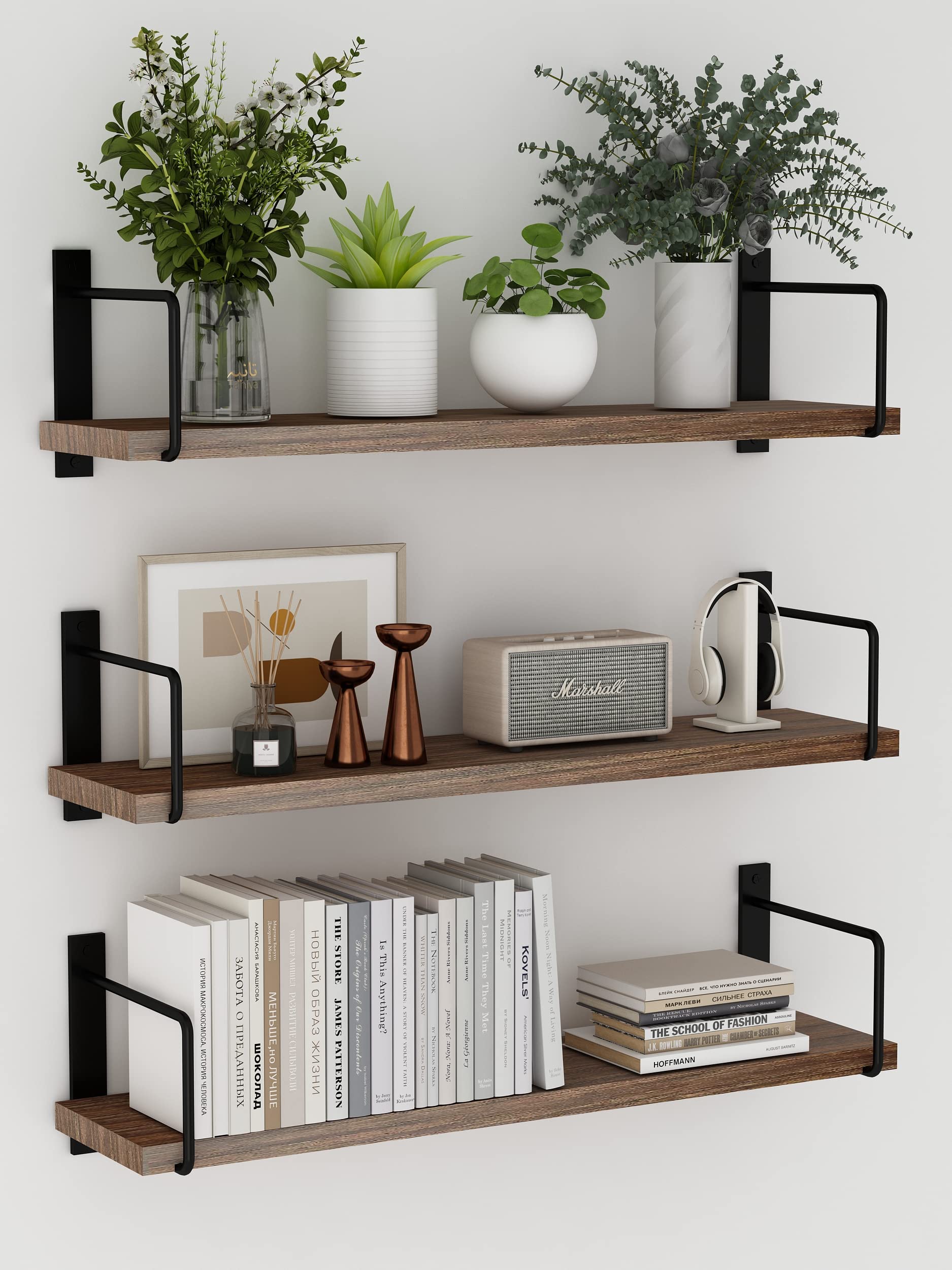 EALLRINEC 24-inch floating shelves set mounted on wall for organized display