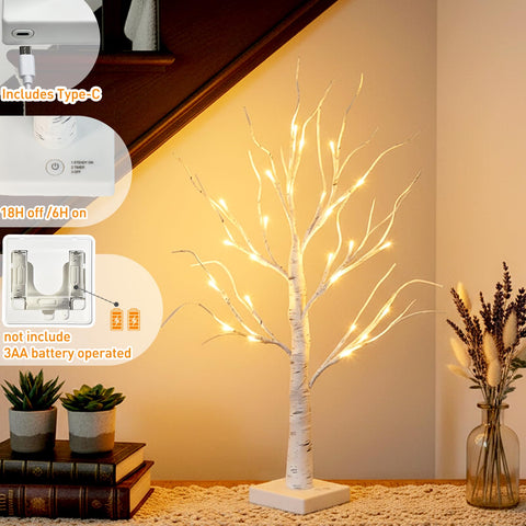 EAMBRITE timer-enabled birch tree suitable for cozy evening ambience.