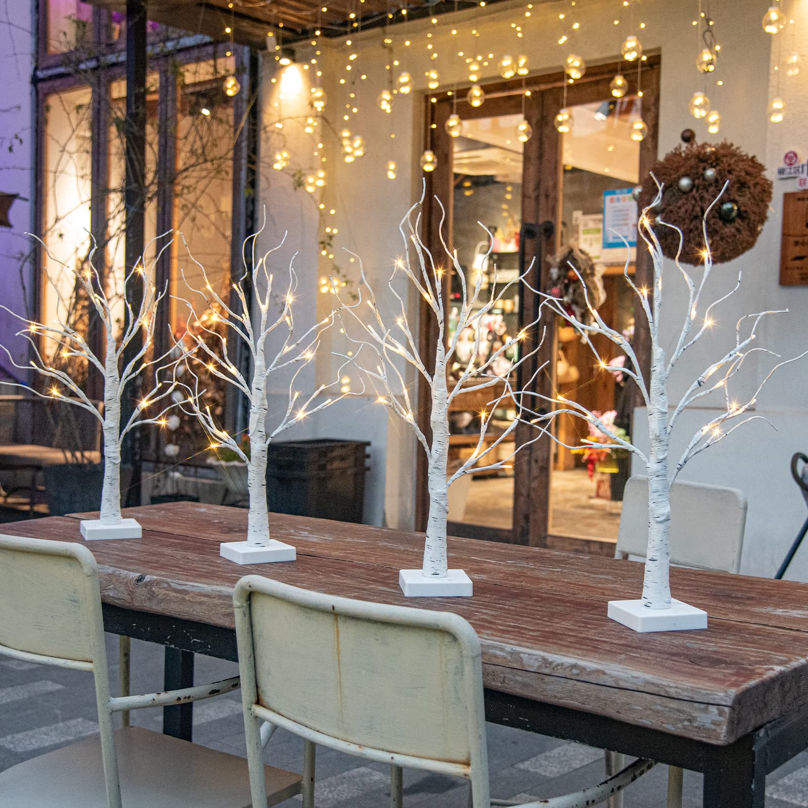 EAMBRITE white birch tree glow on a compact base for tabletop decor.