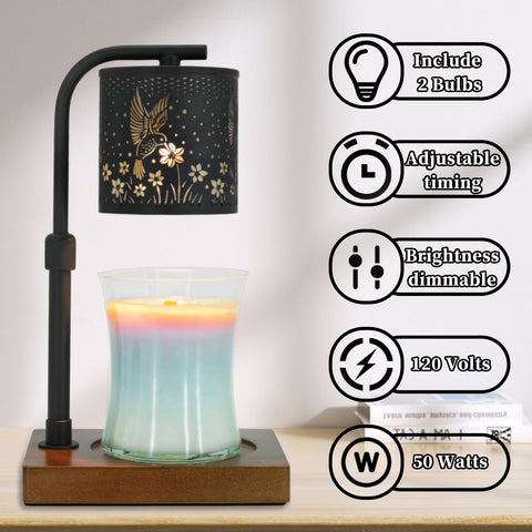 Eandisom candle warmer lamp in a sleek black finish for modern farmhouse decor.