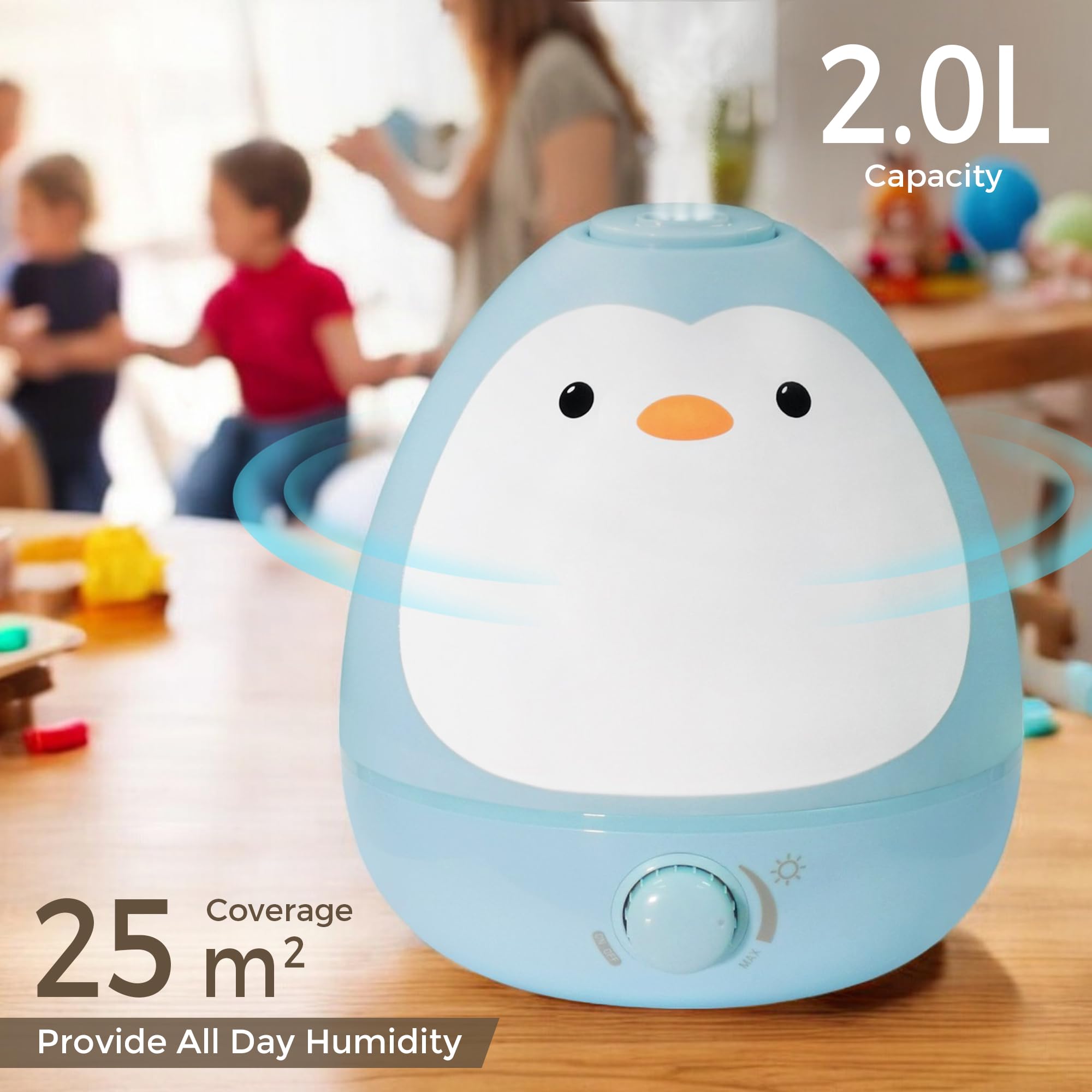 Earnest Living 3-in-1 humidifier water tank detail showing compact size for nursery use