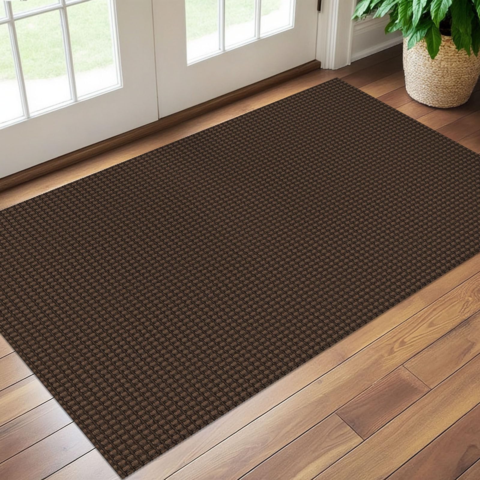 Earthall rug packaging showing folds that relax after smoothing