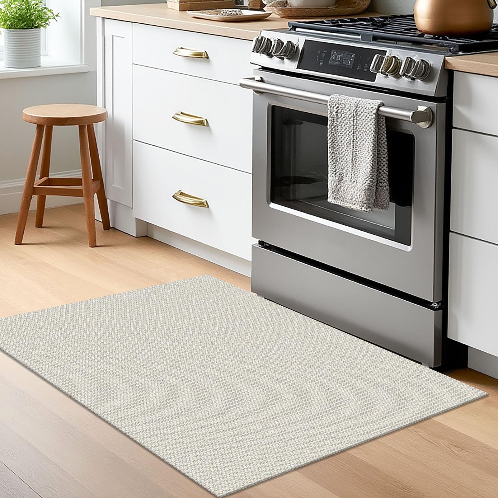 Earthall folded packaging rug; lay flat to smooth creases.
