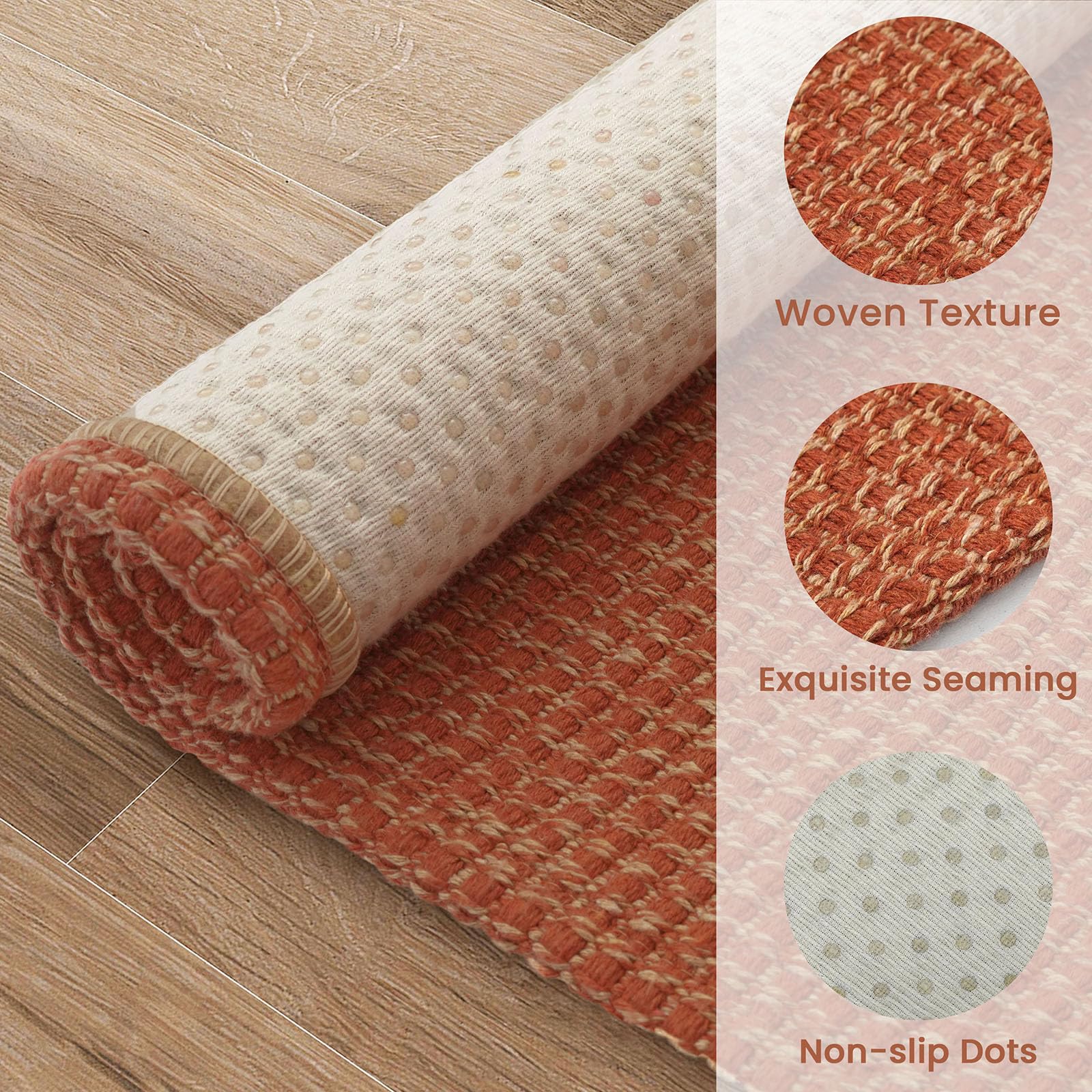 EARTHALL non-slip rubber-backed rug stays put around kids and pets.