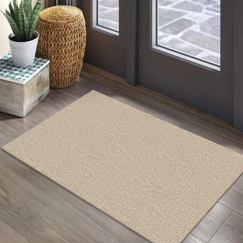 EARTHALL 2x3 front door rug in sand beige adds warm entry and easy cleaning