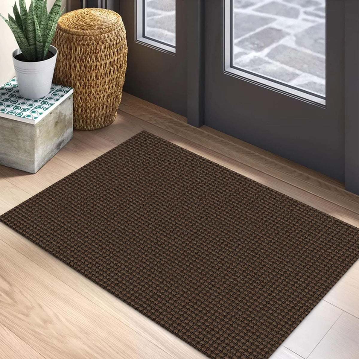 EARTHALL woven area rug 2x3 front door brown adds warmth to entryways