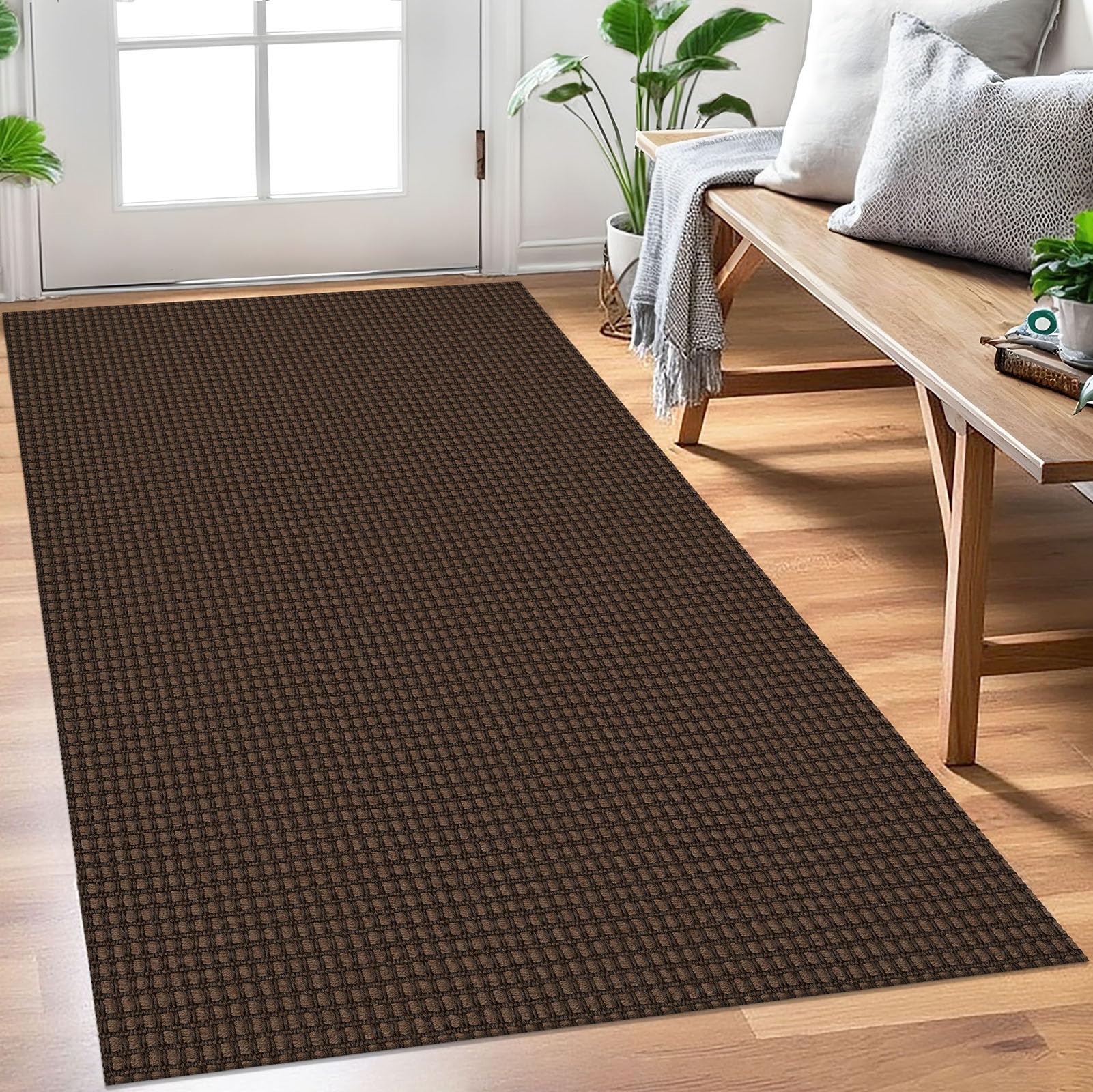 Earthall woven area rug in brown coffee tones with braided texture for warm underfoot