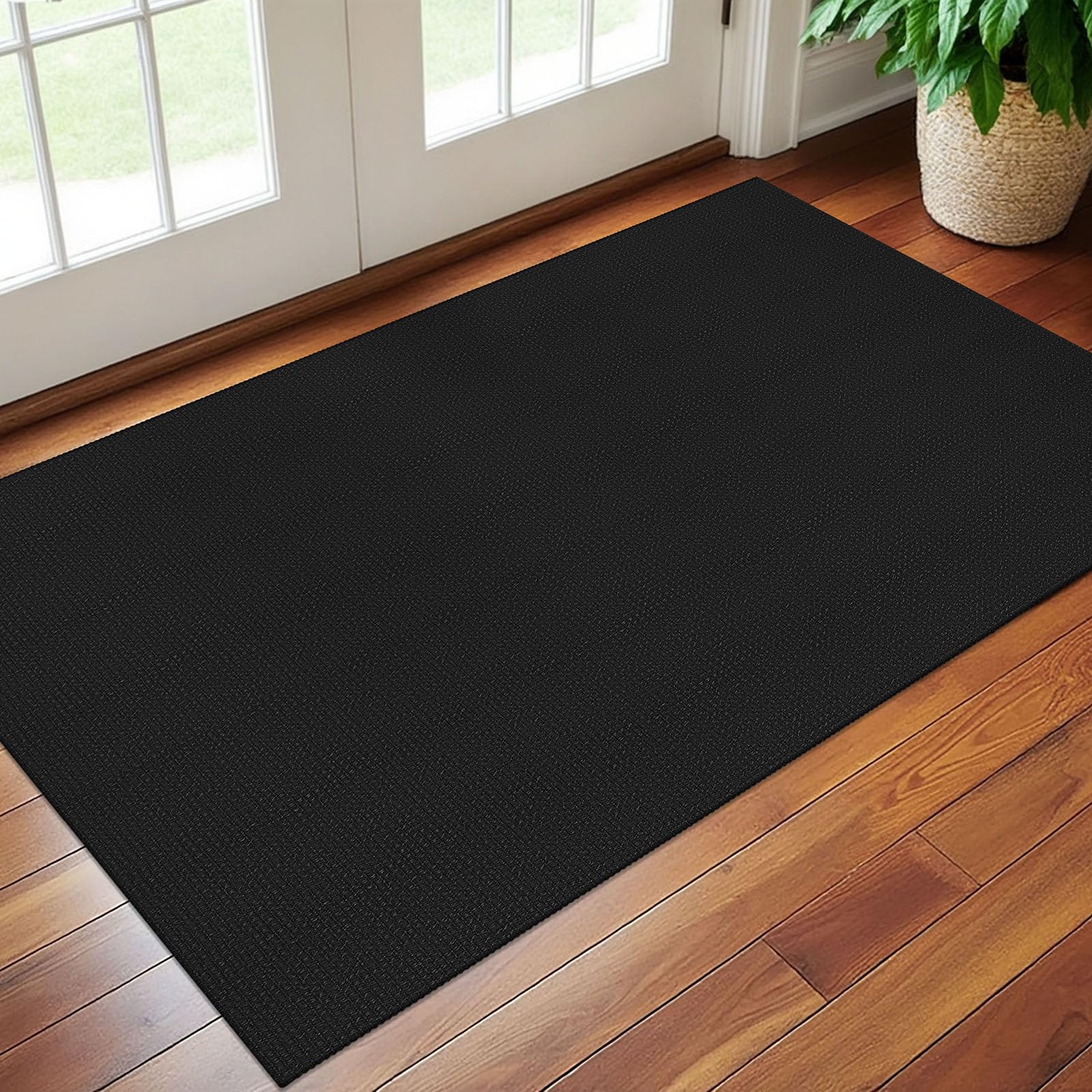 Earthall rug ships folded; flatten and steam gently to remove creases.