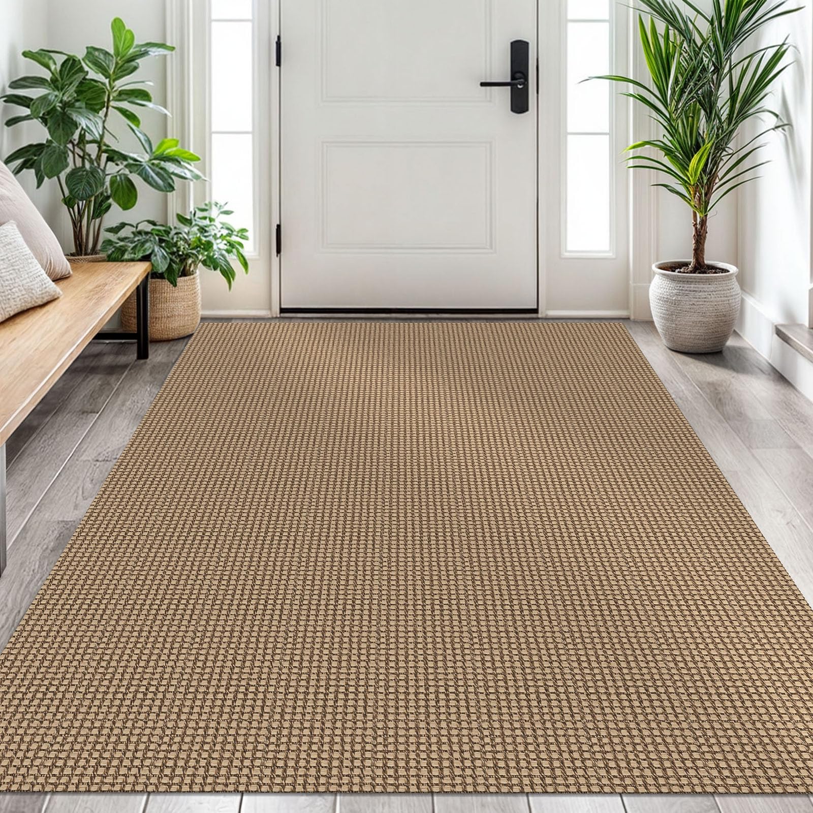 EARTHALL woven area rug 4x6 in warm orange tones for cozy living spaces.