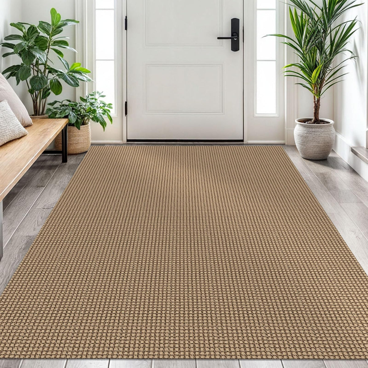 EARTHALL woven area rug 4x6 in warm orange tones for cozy living spaces.
