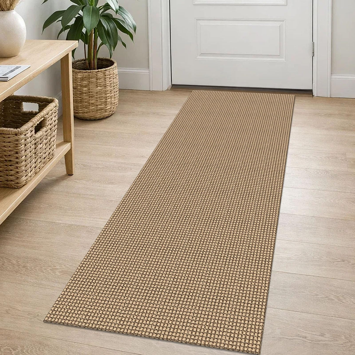 EarthAll woven runner rug 2x5 front view shows warm tones perfect for hallways
