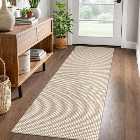 EARTHALL woven runner rug 2x6 in beige khaki adds neutral style to hallways