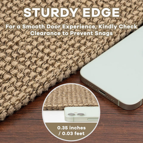 EarthAll hallway rug in orange-tan-brown weave enhances cozy entryway with plush comfort.