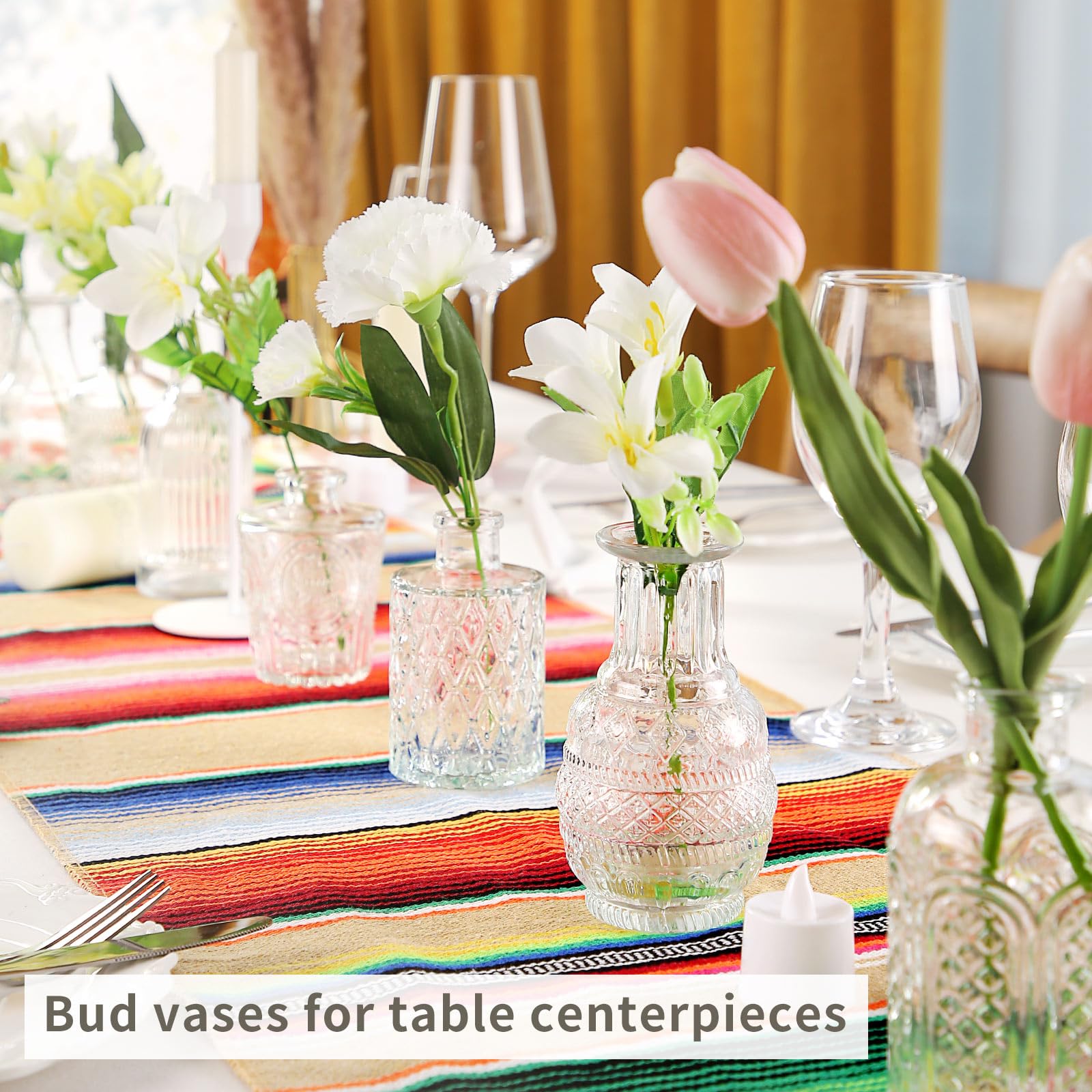 EarthGadgets clear bud vases ideal for flower arrangements.