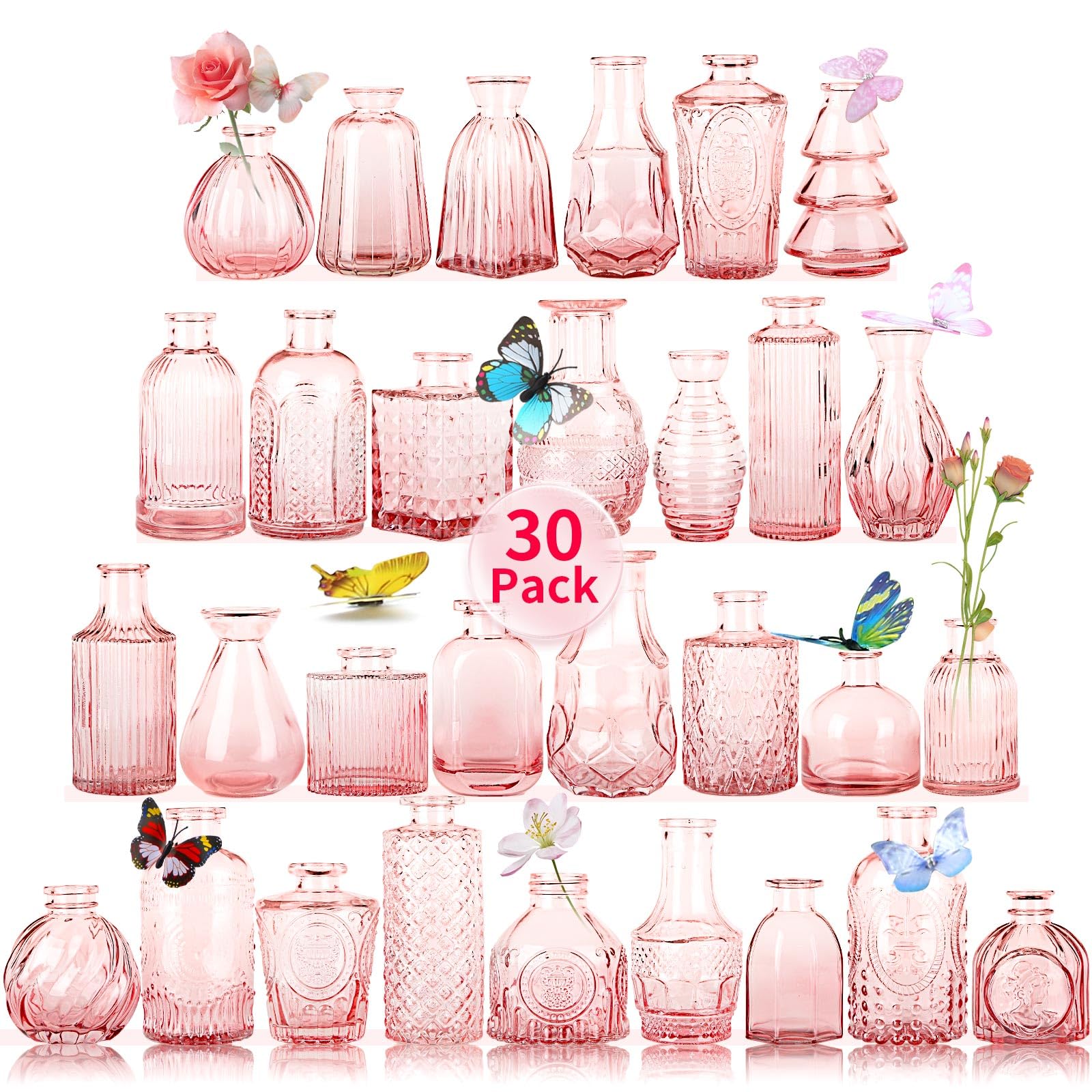 Earthgadgets pink bud vases set of 30 for elegant wedding centerpieces